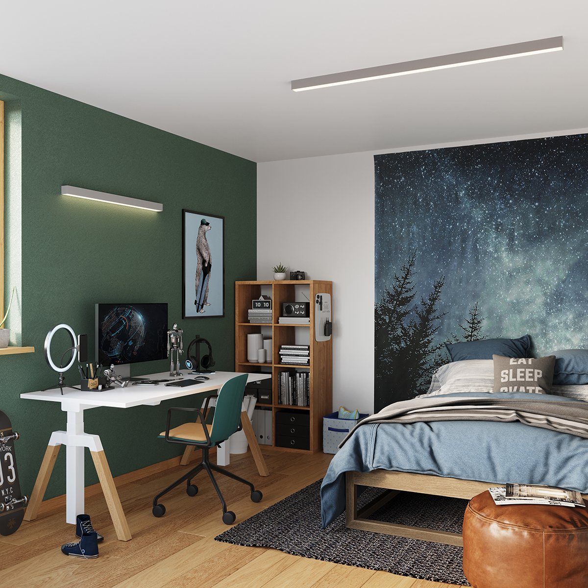 Applique murale Aluminium Gris LED 1 Pinne gris, EDEN