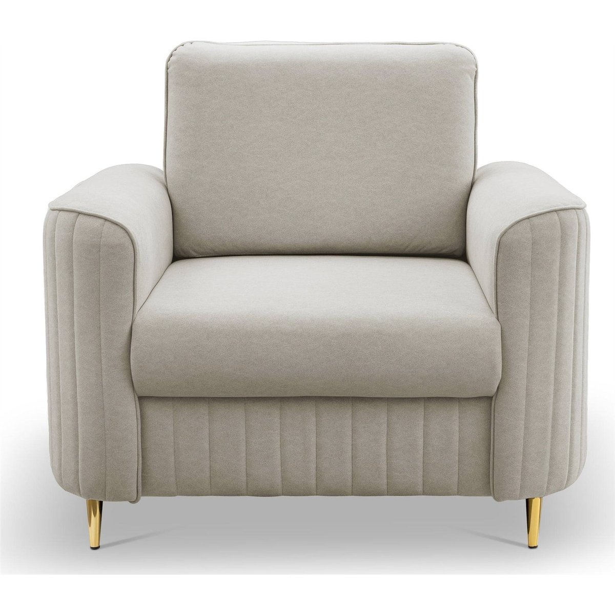 Fauteuil cabriolet en velours PANTANO beige clair, RECOLLECTION