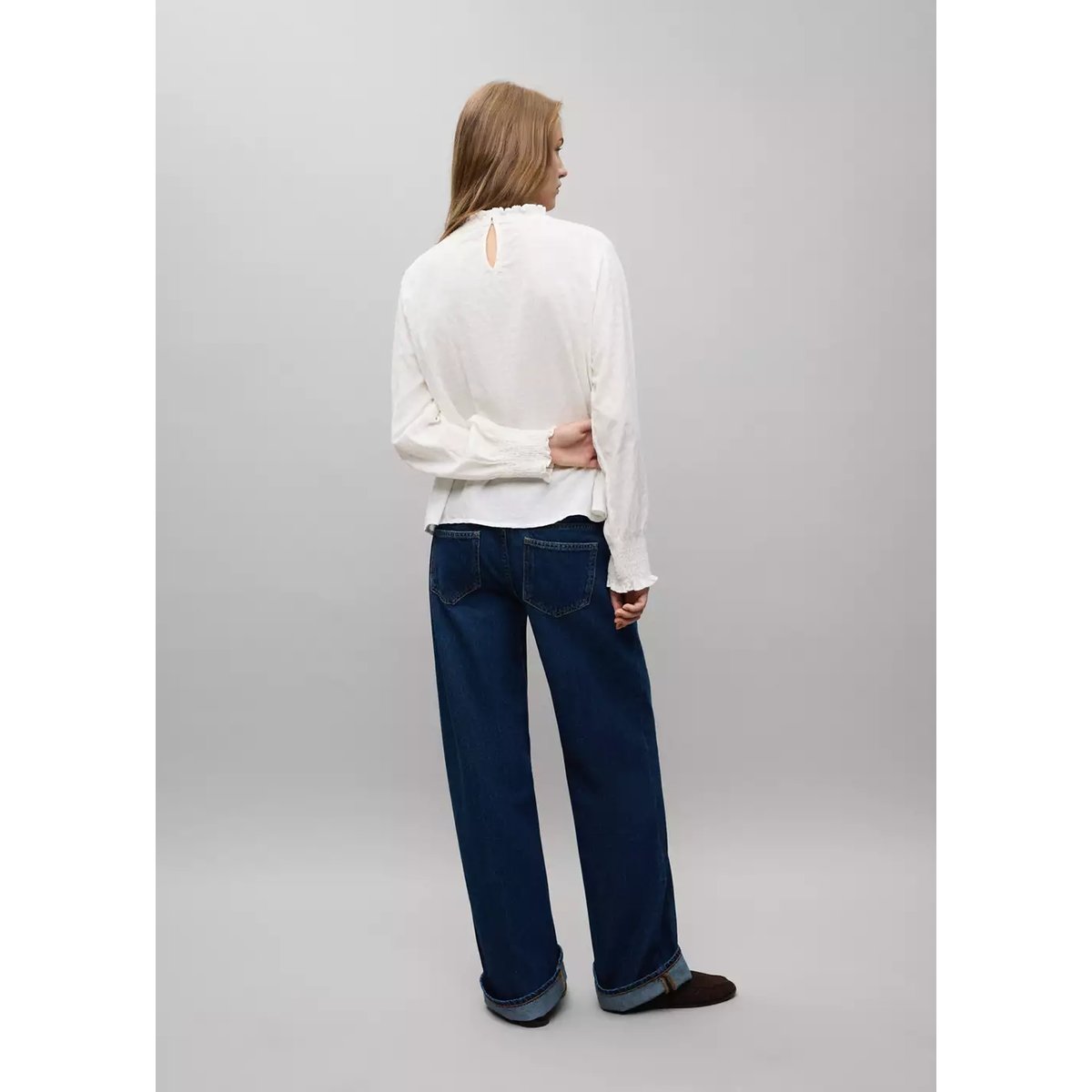 Blouse en coton nid d’abeille blanc cassé, MANGO TEEN