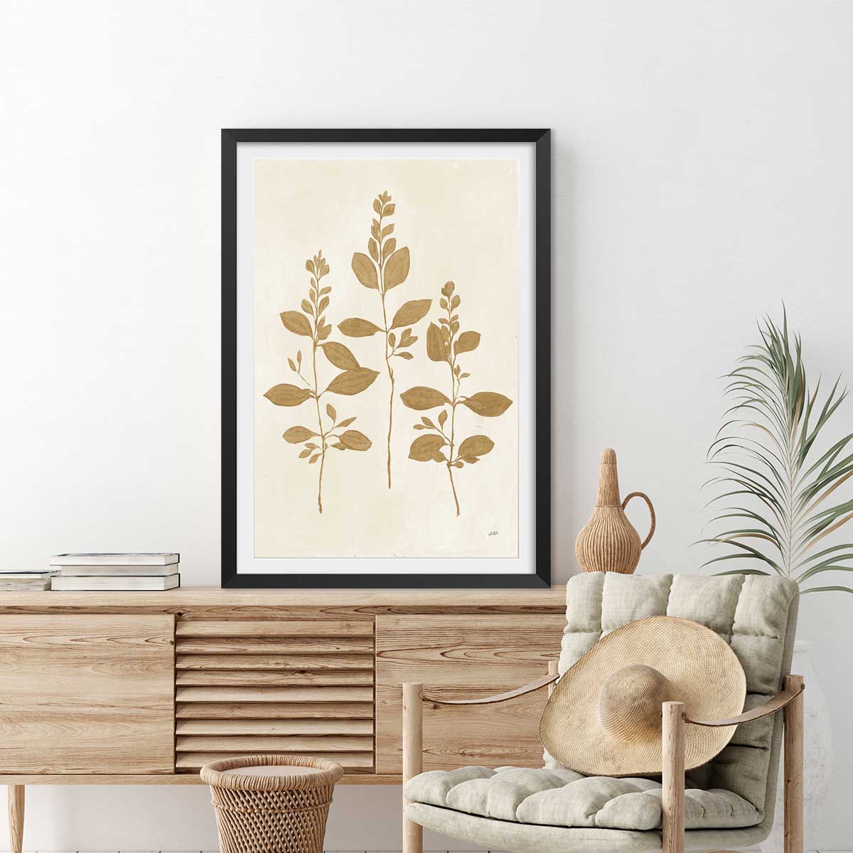 Affiche fleurs Recolte d'or Fresca affiche + cadre en bois - noir, HEXOA