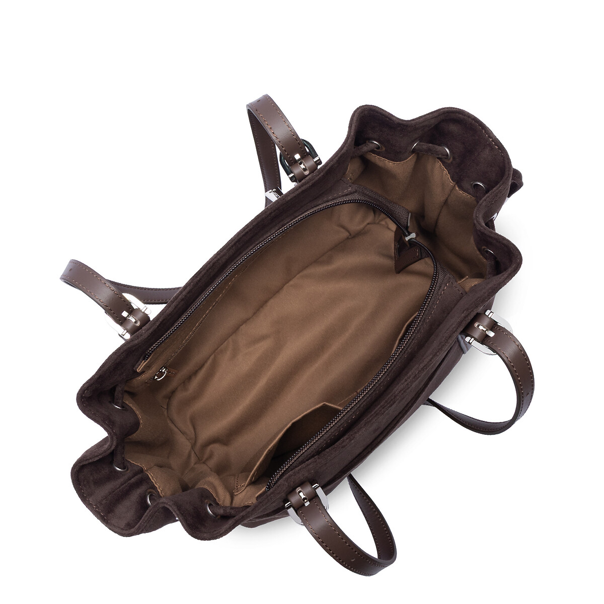 Sac à main zippé, VELVET EMMA marron, LANCASTER