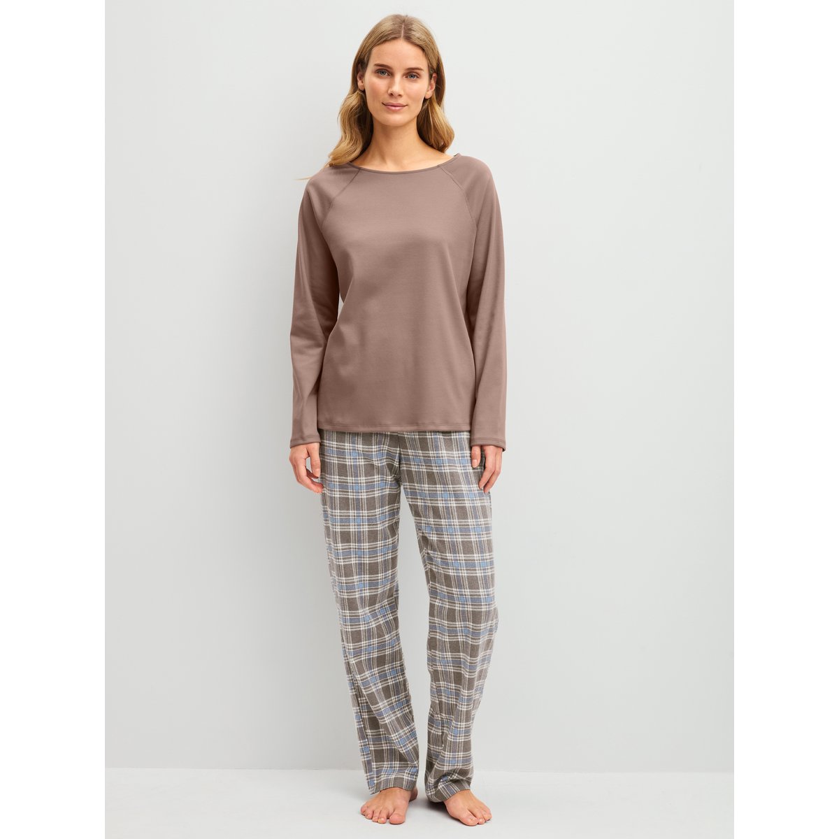 Pantalon en flanelle avec poches latérales Coton ALPINE M&M brun truffe, CALIDA