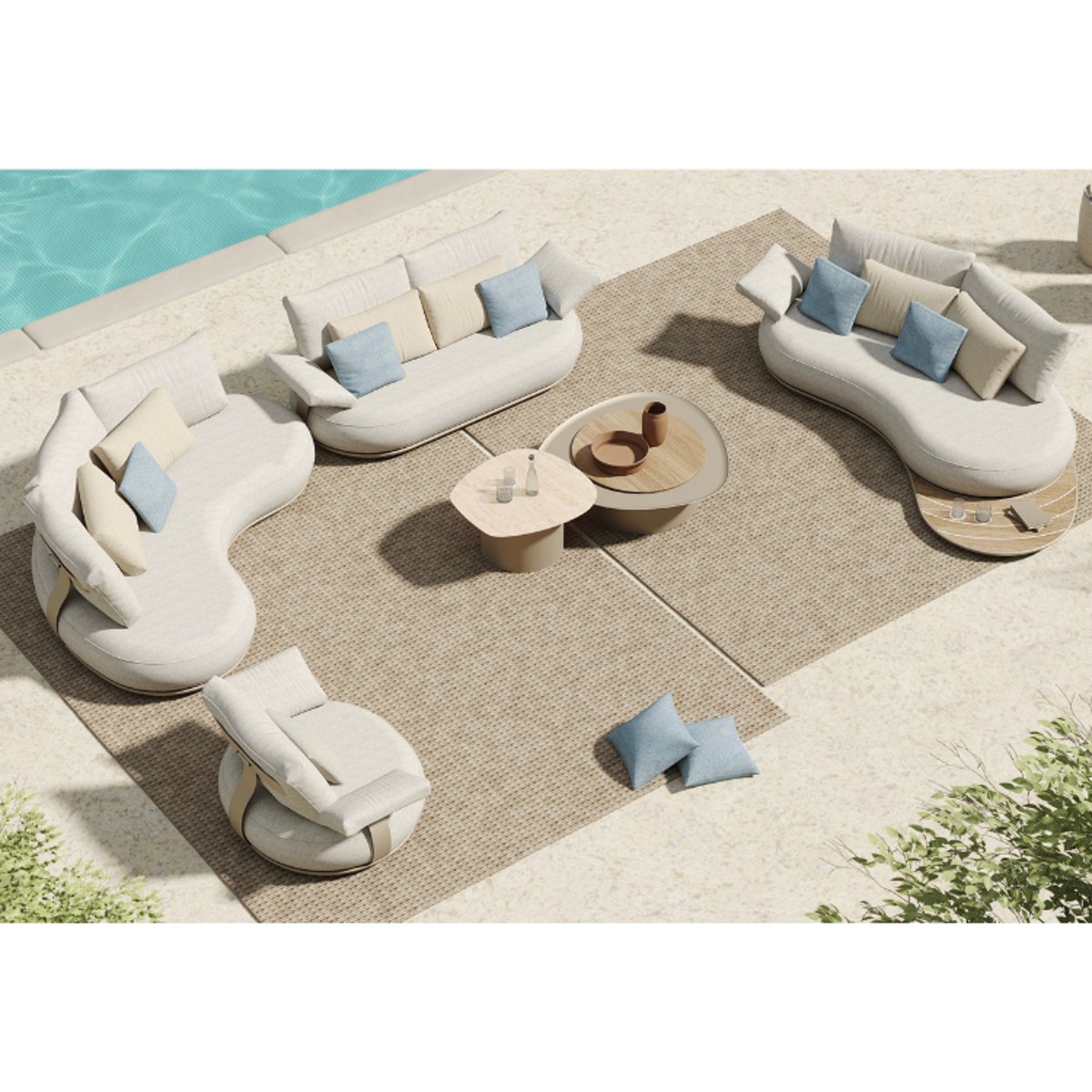 Salon de jardin modulable en aluminium, ELYO beige, AU JARDIN DE CHLOÉ