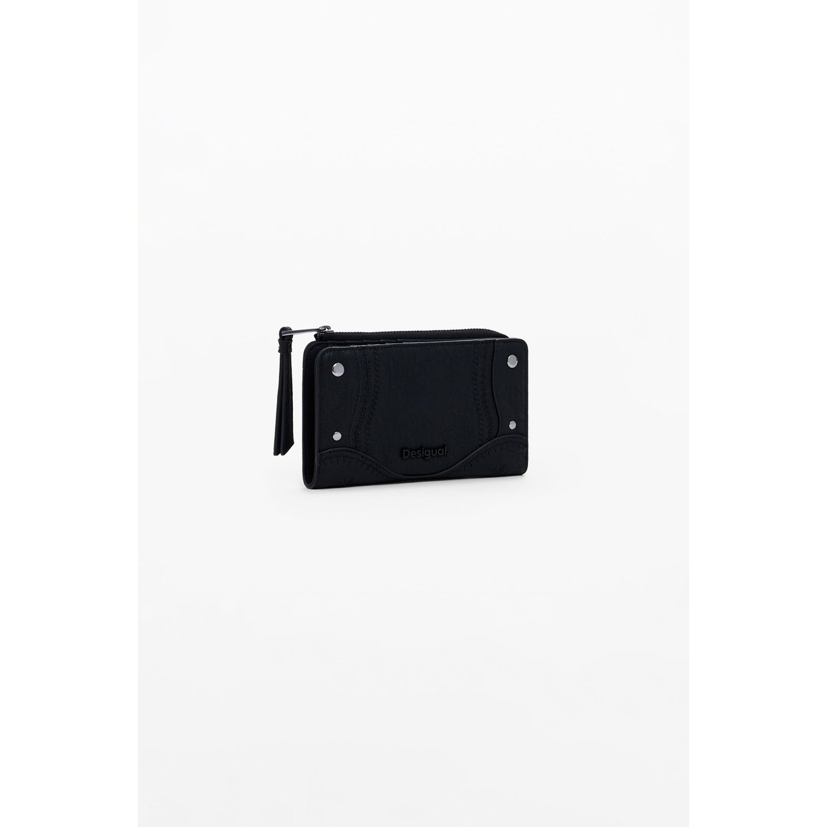 Porte-monnaie brodé à clous moyen noir, DESIGUAL