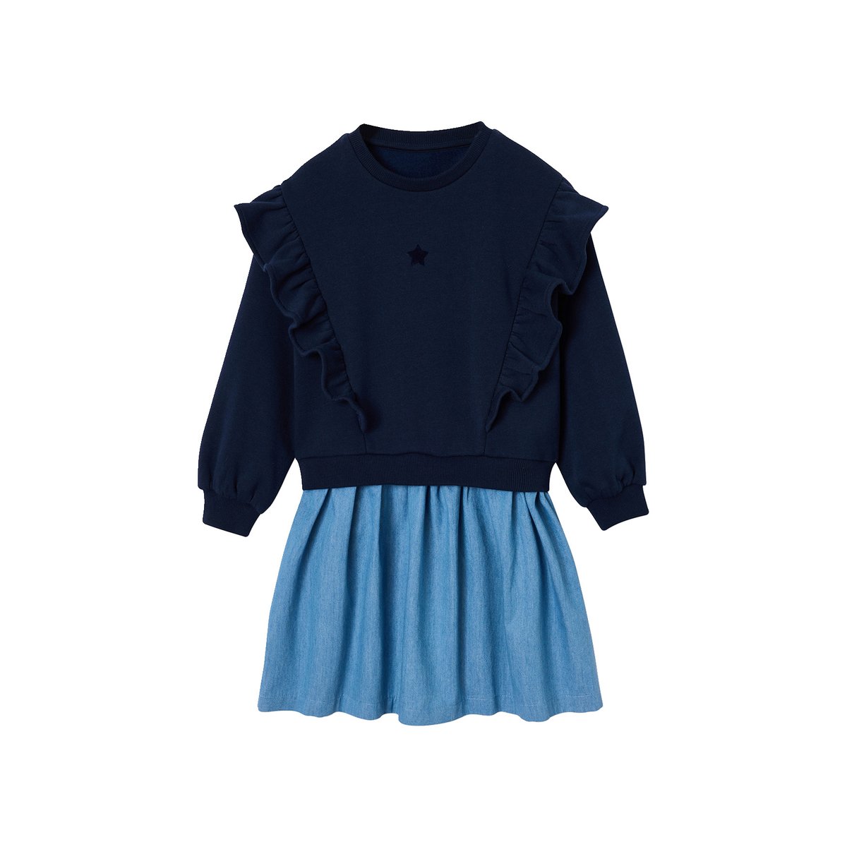Robe manches longues marine, VERTBAUDET