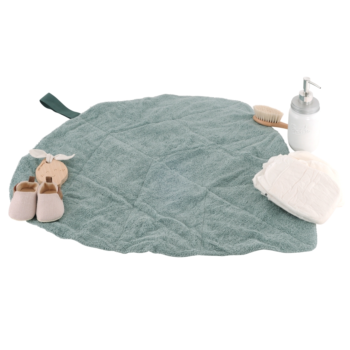 Tapis à langer de voyage coton bio DREAM FOREST vert, LITTLE CREVETTE