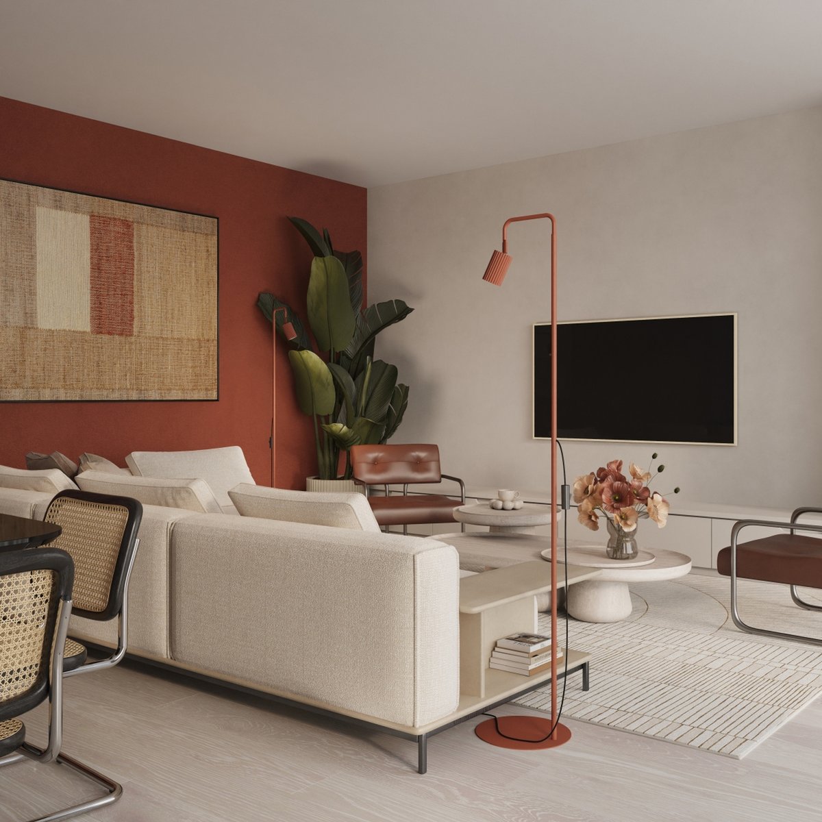 Lampadaire Aluminium Ocre Rouge GU10 1 KARBON ocre rouge, EDEN