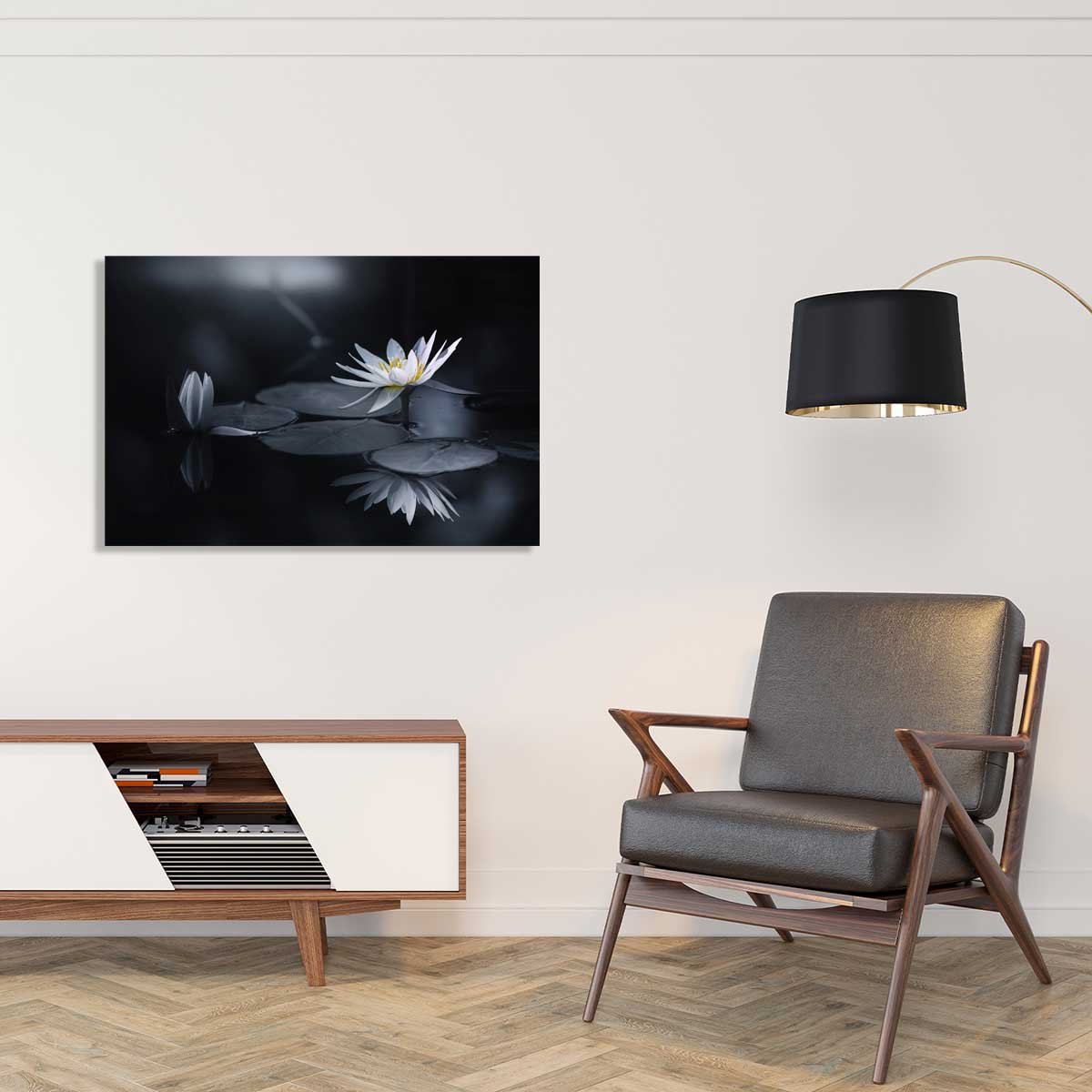 Tableau fleurs Alba nénuphar tableau alu dibond, HEXOA