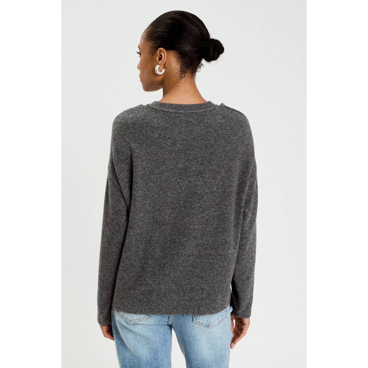 Pull effet 2-en-1 gris foncé, CACHE CACHE