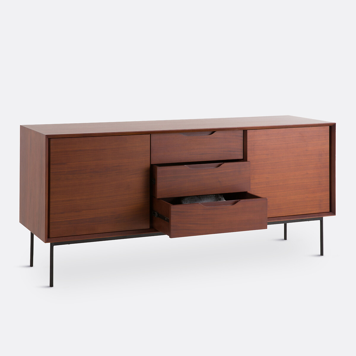Buffetkast in fineer notenhout, Noyeto zwart/notenhout tint, LA REDOUTE INTERIEURS