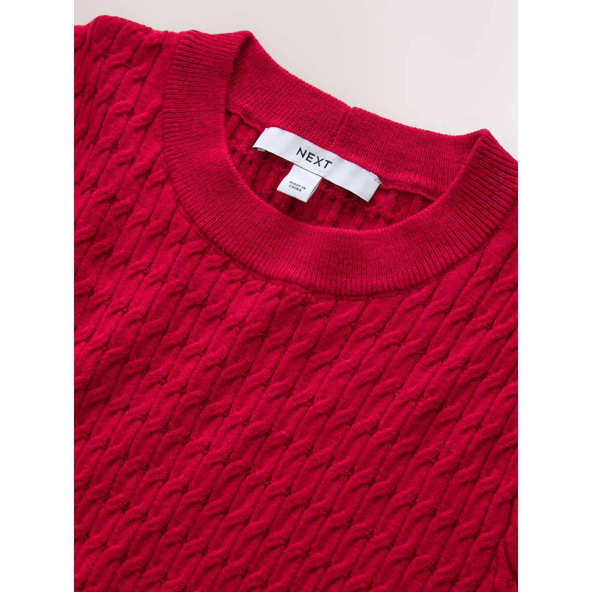 Pull en maille torsadée à manches courtes rouge, NEXT