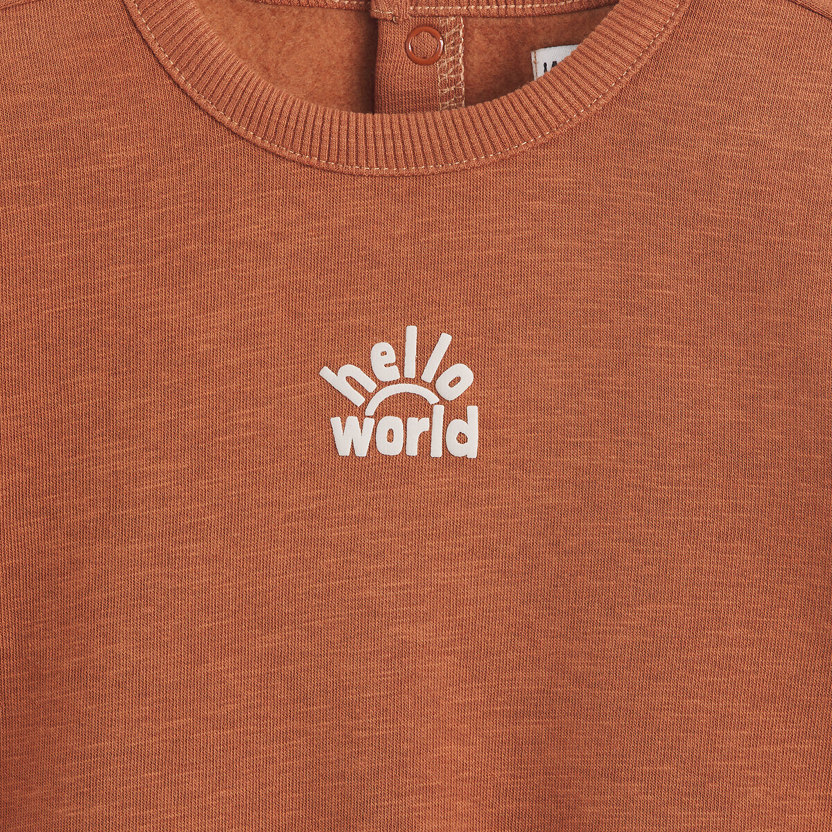 Sweat col rond, pressionné au dos, en molleton marron, LA REDOUTE COLLECTIONS
