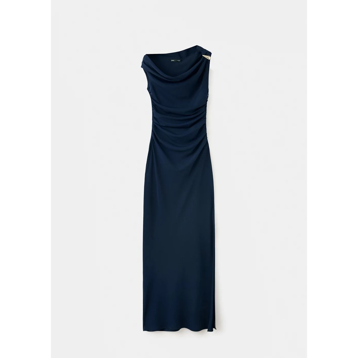 Robe drapée broche bleu marine foncé, MANGO