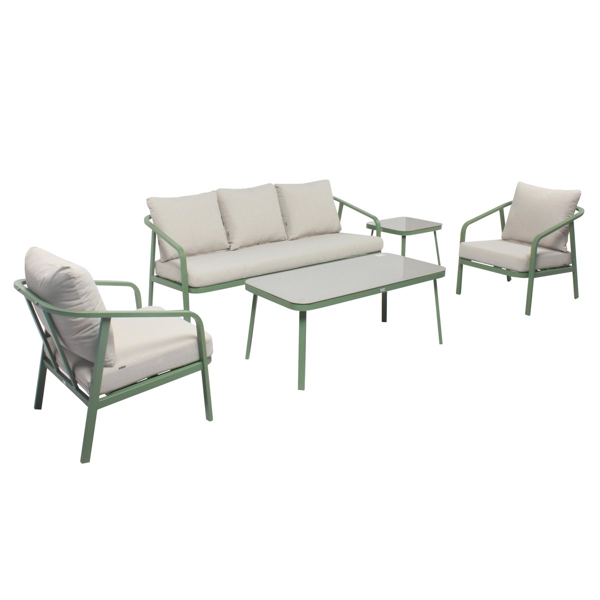 Salon de jardin 5 places en aluminium, PAMPELONNE vert, OVIALA