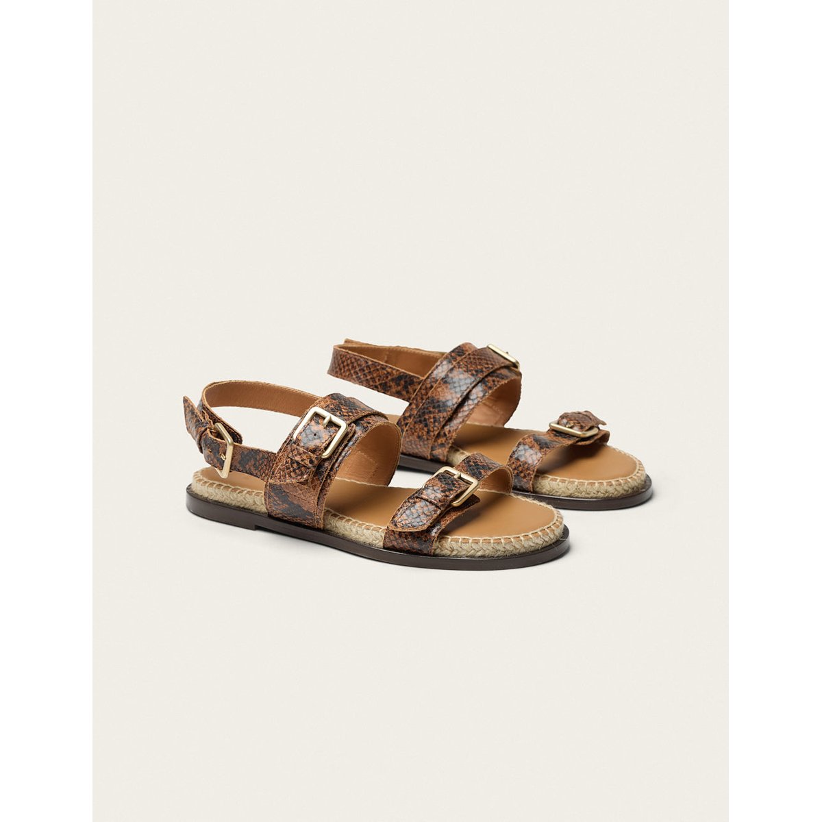 Espadrilles LOZI cuir python marron, ODAJE