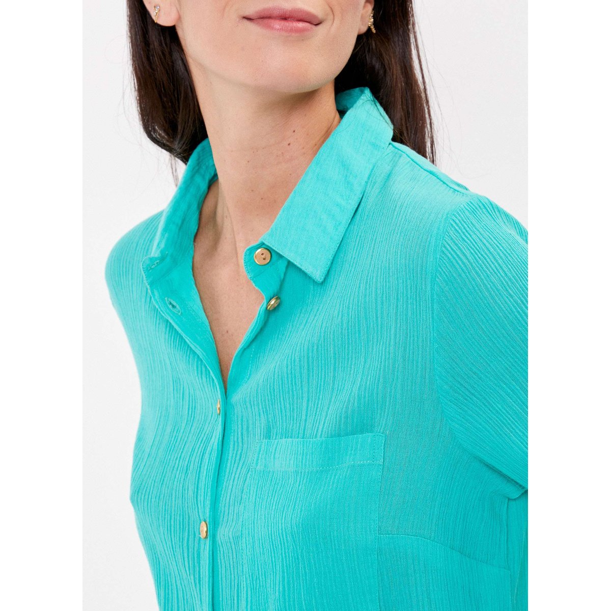 Chemise droite coton bio unie DOLORES jade, LA FIANCÉE
