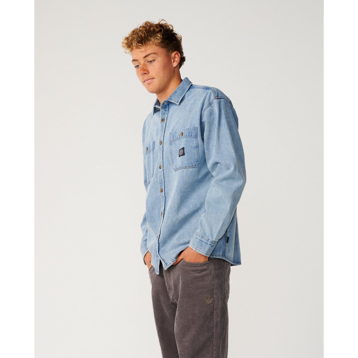 Chemise en jeans à manches longues CLASSIC SURF washed blue, RIP CURL