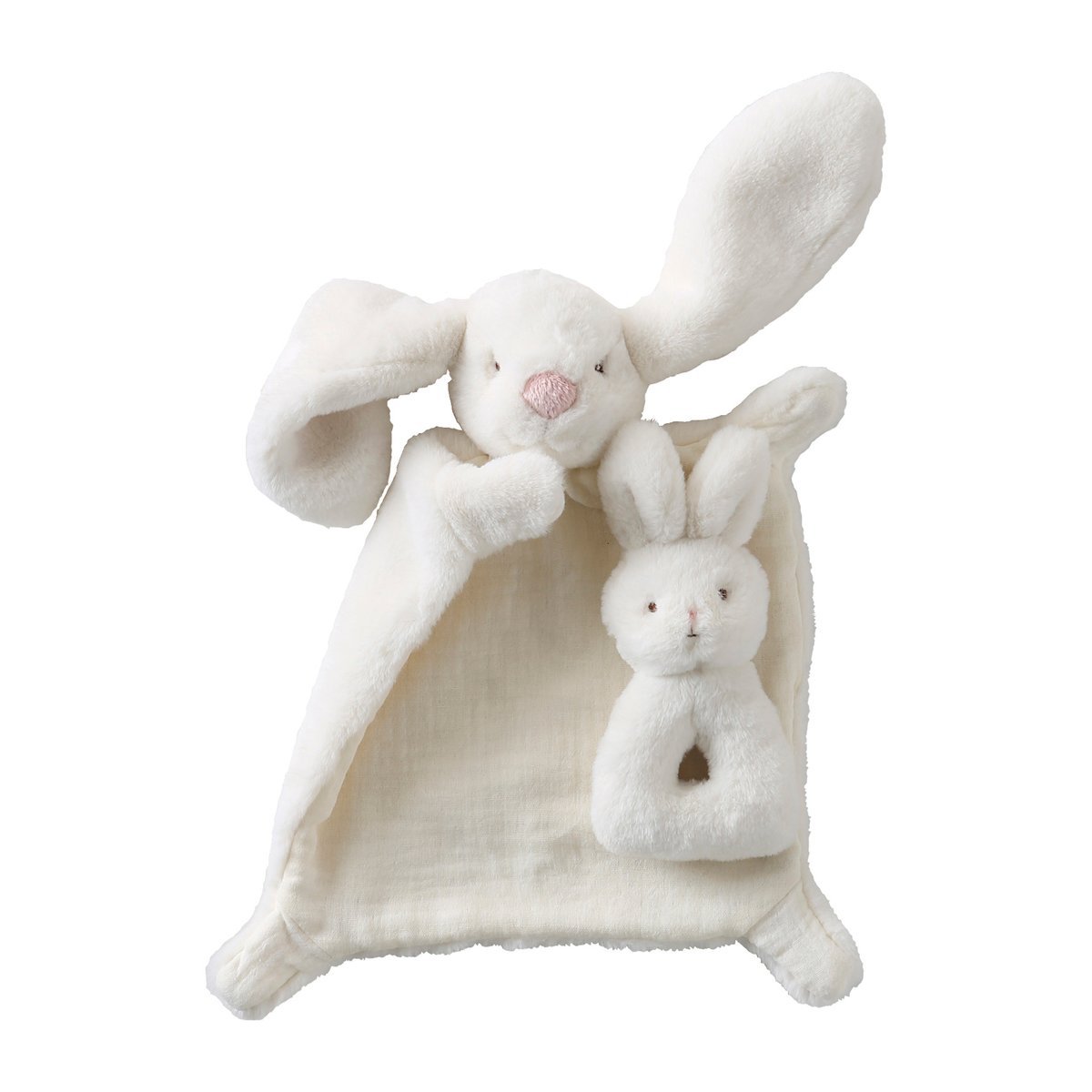 Doudou lapin bi-matière blanc, VERTBAUDET