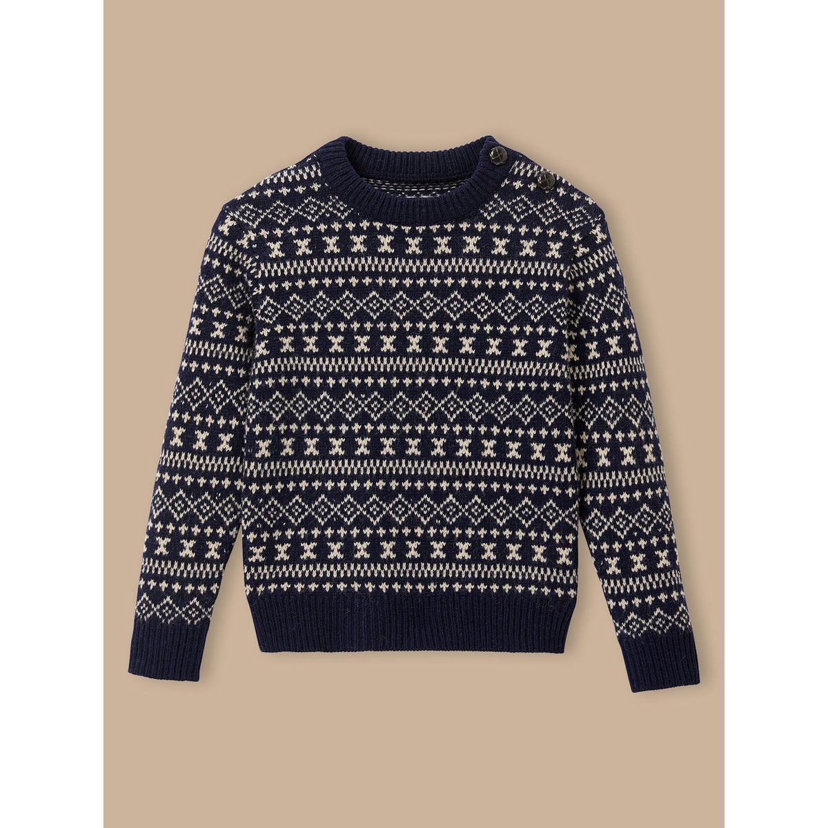 Pull jacquard avec laine marine, CYRILLUS