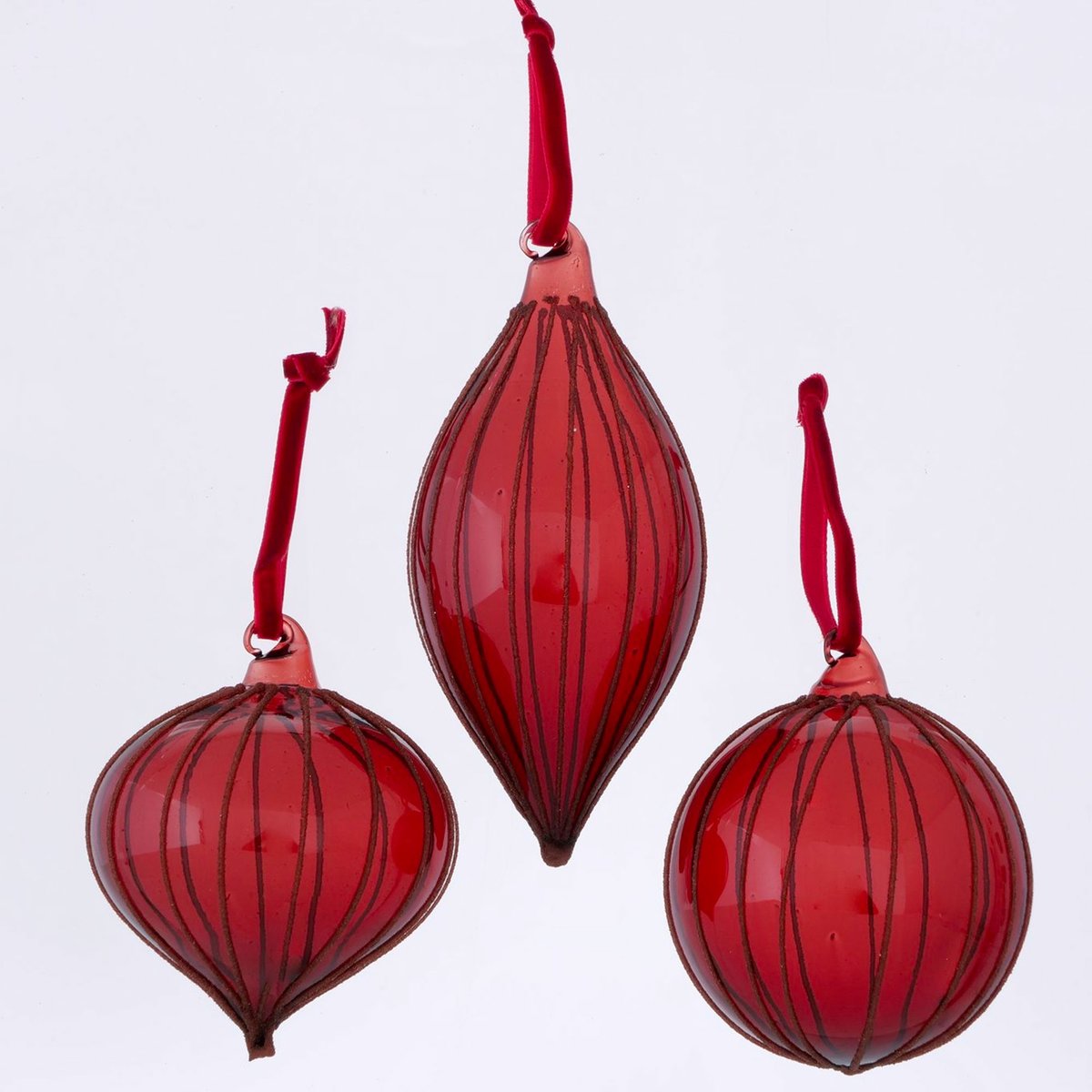 Set de 3 boules de Noël en verre rouge 8x8x14cm rouge, WADIGA