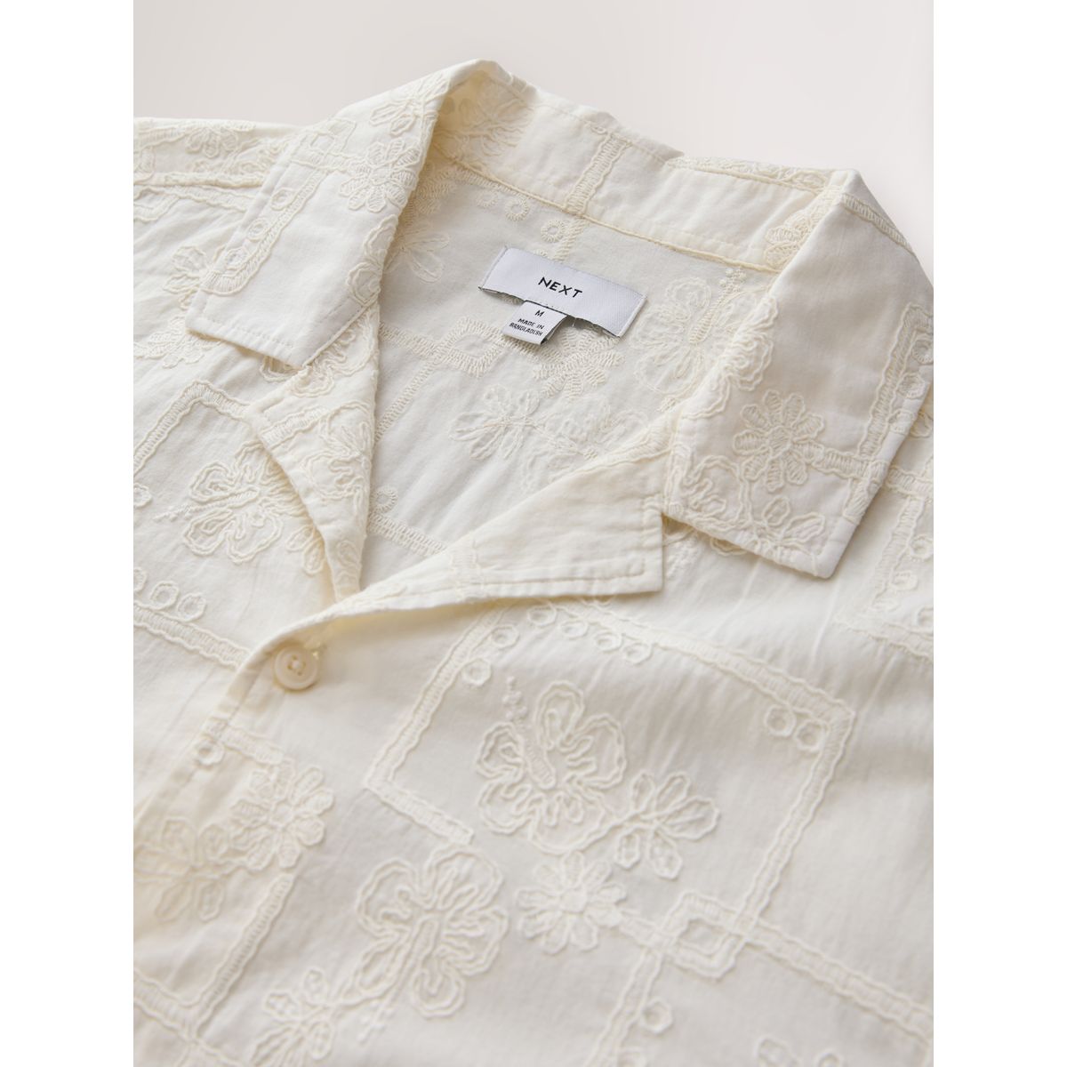 Chemise à manches courtes et motifs brodés blanc écru, NEXT