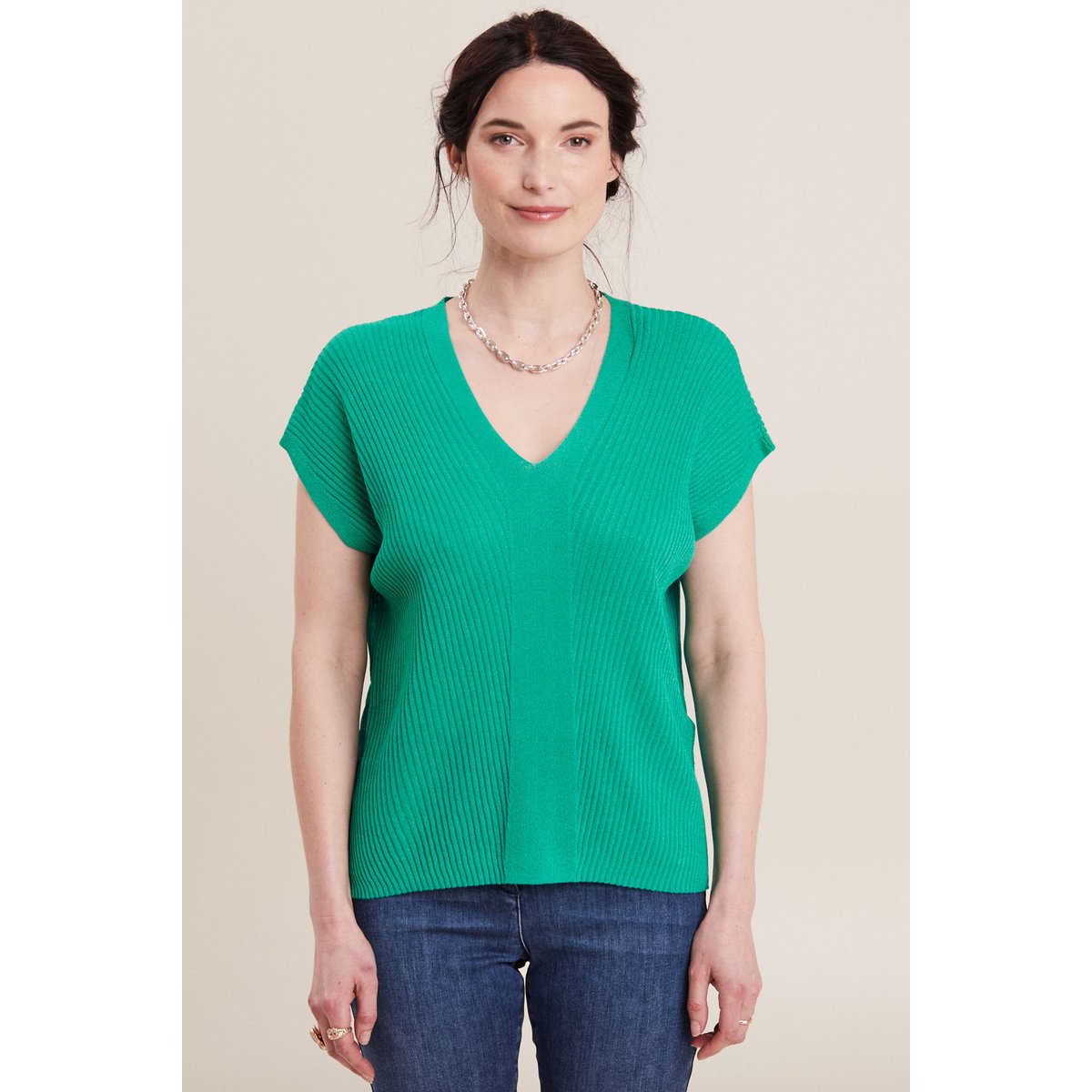 Pull à manches courtes vert turquoise, BREAL