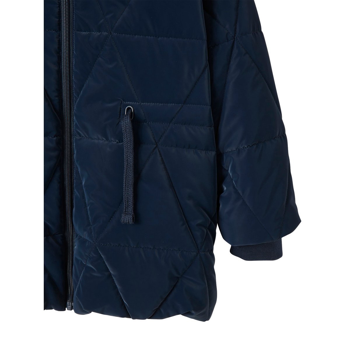 Doudoune longue à capuche doublée sherpa blue dark, VERTBAUDET