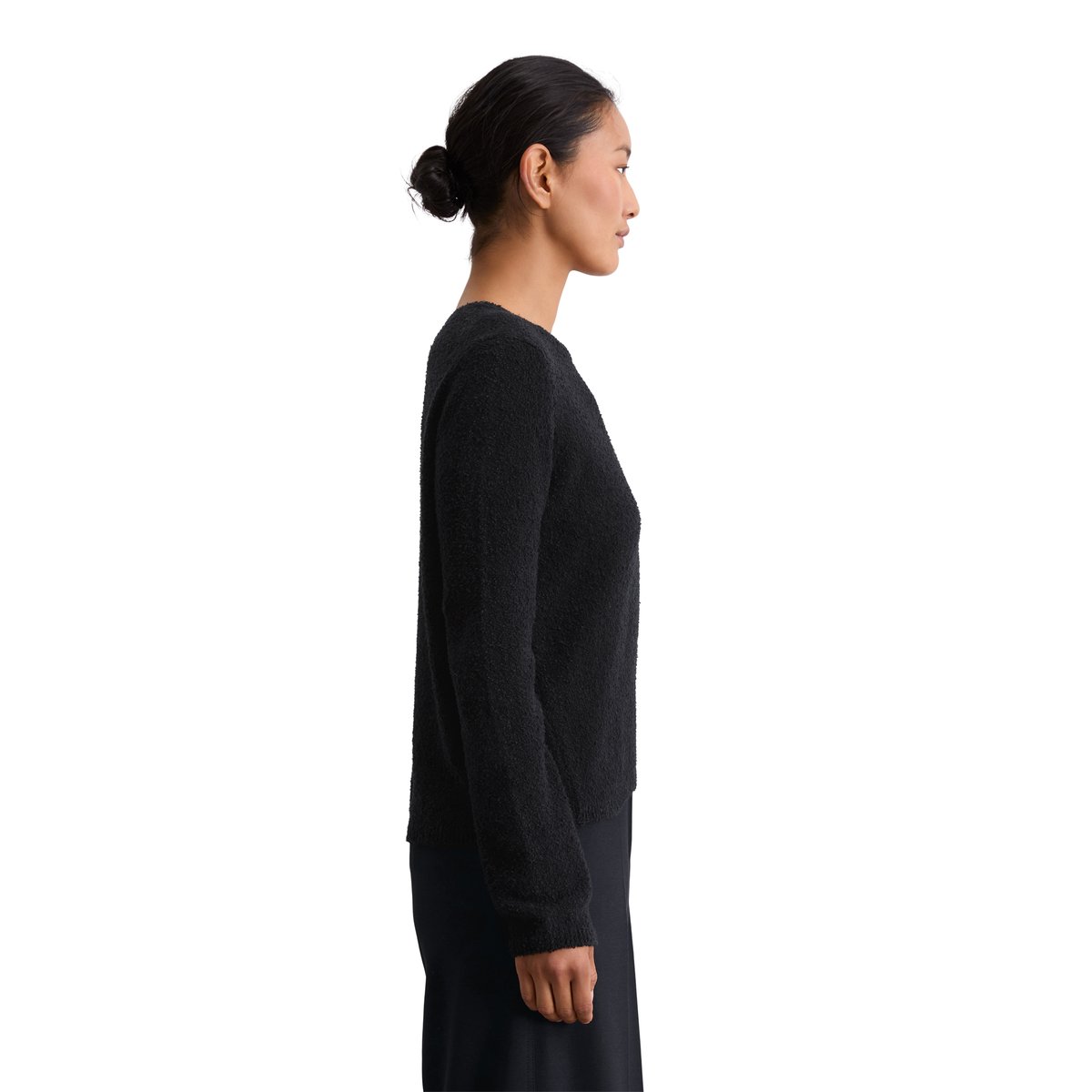 Pull en tricot regular en fil bouclé bleu foncé, MARC O'POLO