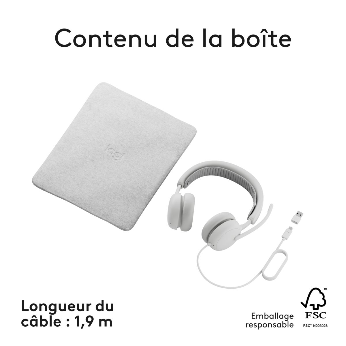 Micro-casque Zone Wired 2 OFF WHITE couleur unique, LOGITECH