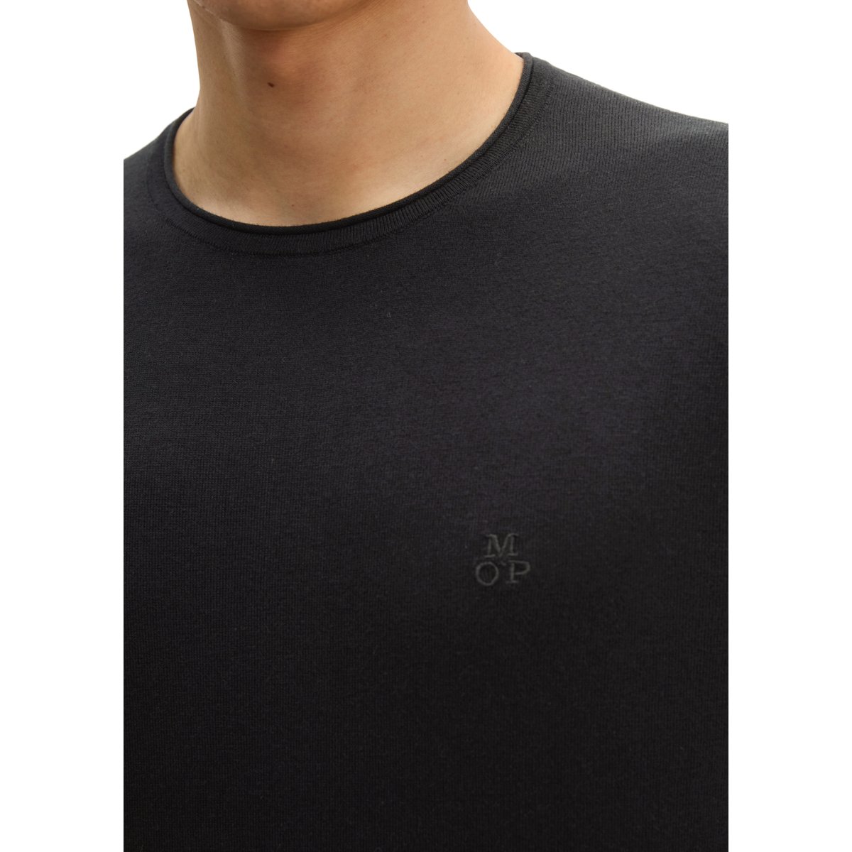 Pull-over regular en mélange de coton et de cachemire bio noir, MARC O'POLO