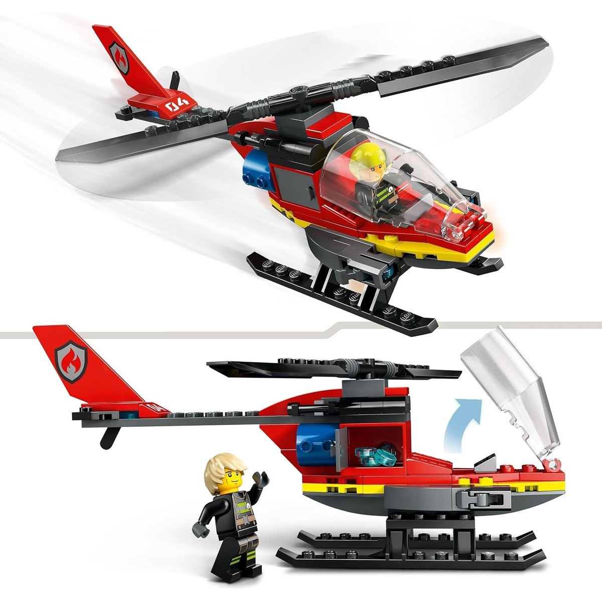 LEGO City - L'hélicoptère de secours des pompiers - 60411 multicolore, LEGO