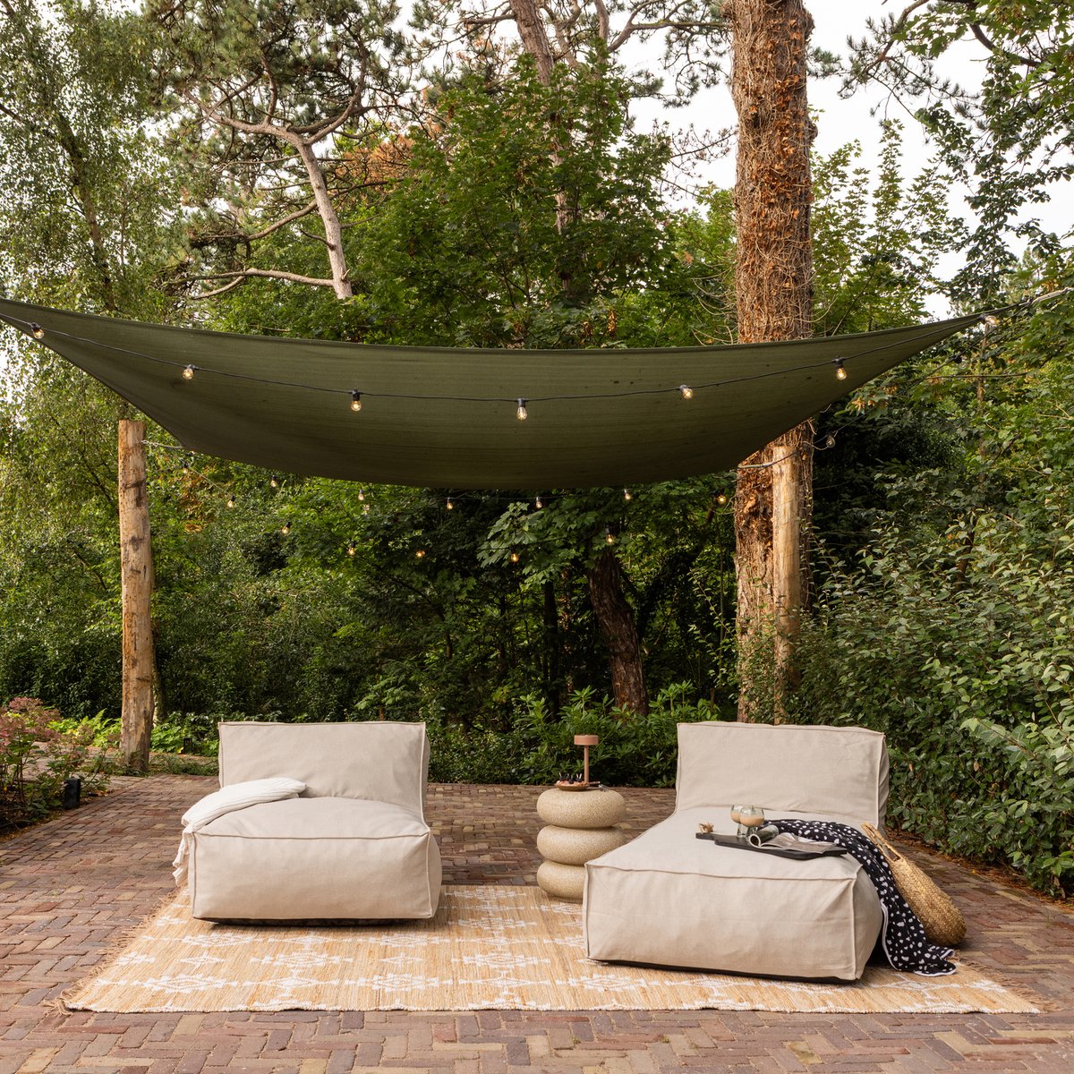 Bain de soleil en tissu d’extérieur VELORA sable, WOOOD