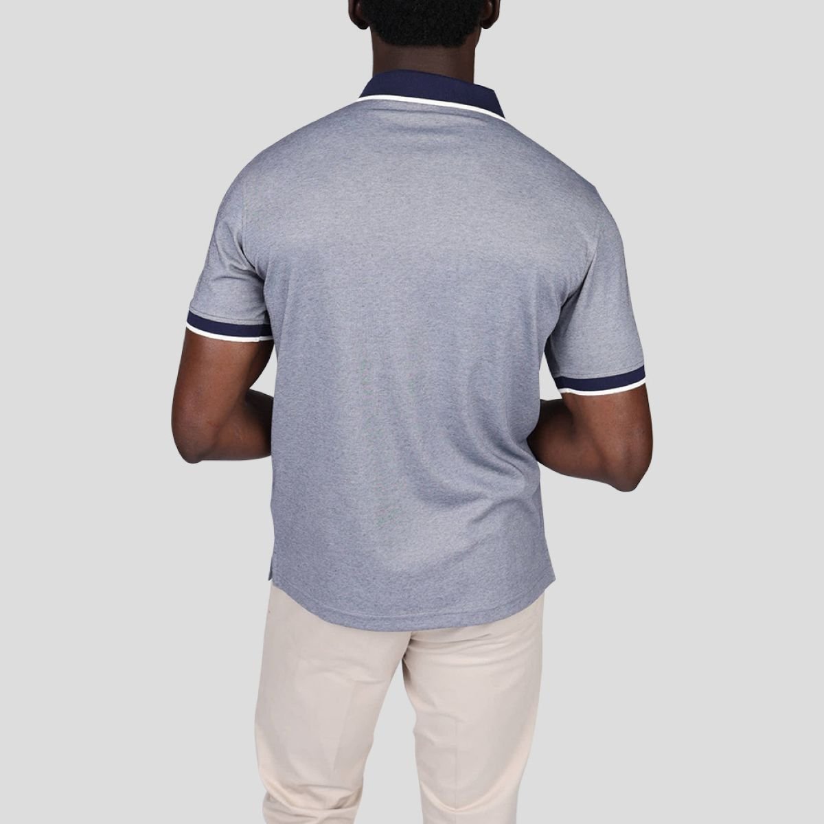Polo bicolore chiné bleu marine, MISE AU GREEN