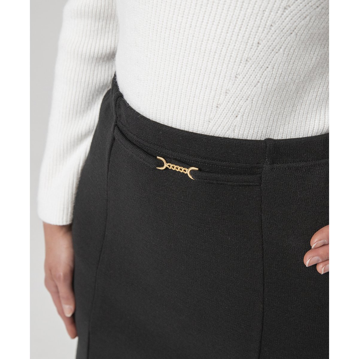 Jupe droite en maille milano Thermolactyl noir, DAMART