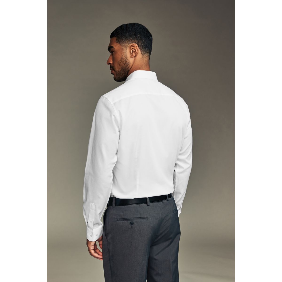 Chemise texturée slim à poignet, lot de 3 blanc/bleu, NEXT