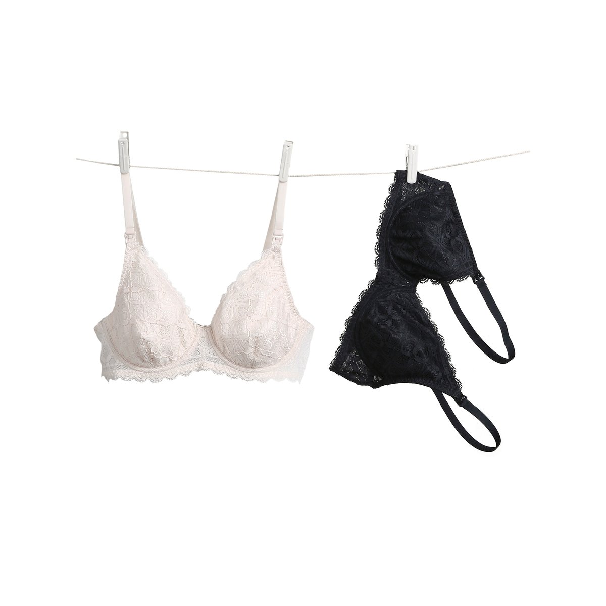 Lot 2 soutiens-gorge d'allaitement avec armatures en dentelle noir, VERTBAUDET