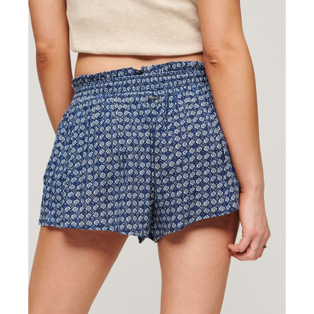 Short de plage smocké mini bleu geo, SUPERDRY