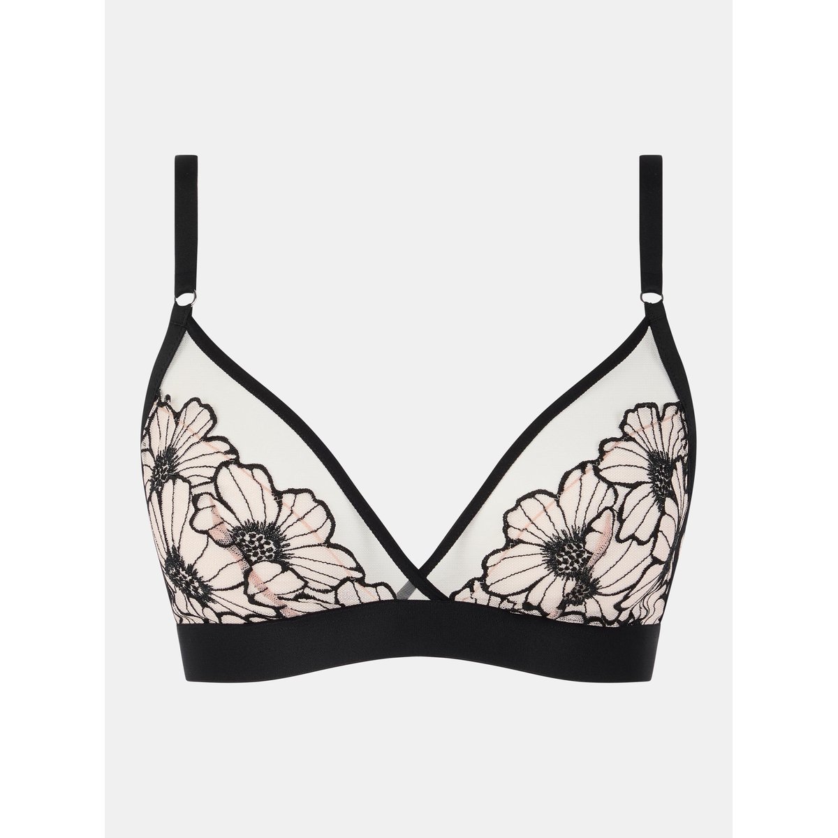 Soutien-gorge sans armature triangle LUSH noir / rose pâle, CHANTELLE PULP