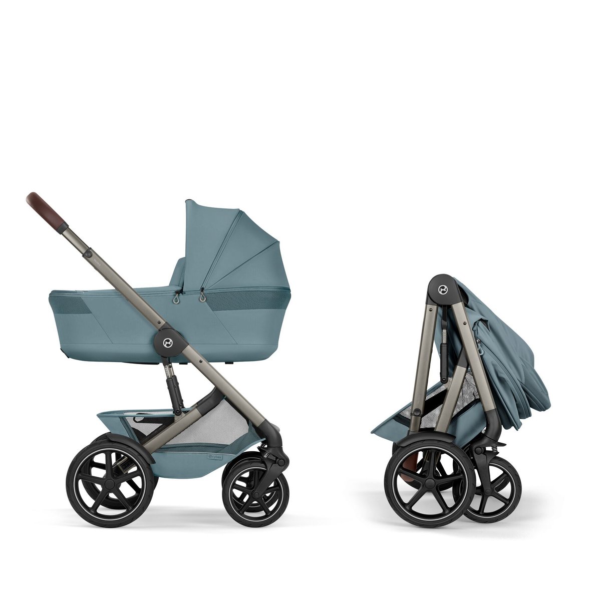 Poussette duo tout terrain Talos S Lux 4 avec nacelle pliable bleu stormy blue, CYBEX