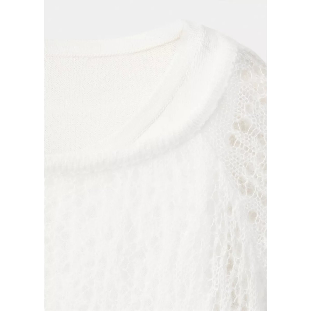 Pull superposé maille ajourée écru, MANGO