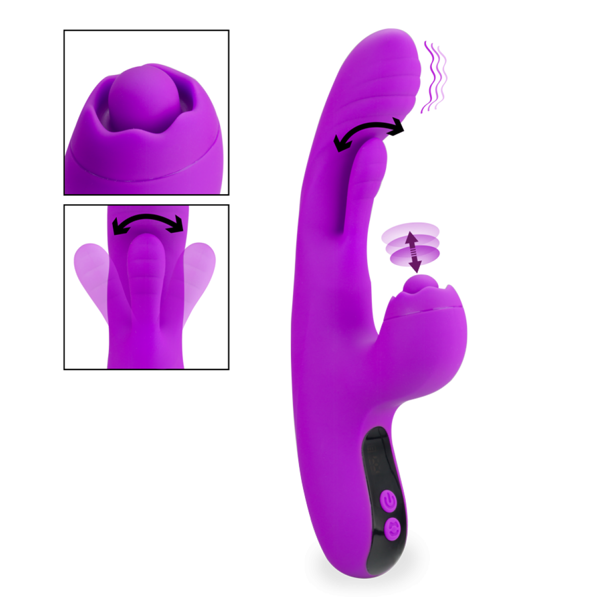 Vibromasseur puissant rabbit flapping et percussions Flutter Kiss violet, LOVE AND VIBES
