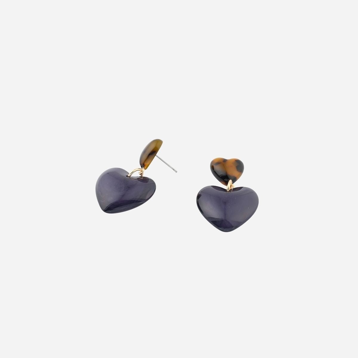 Boucles d'oreilles double cœur violet violet, BALABOOSTE