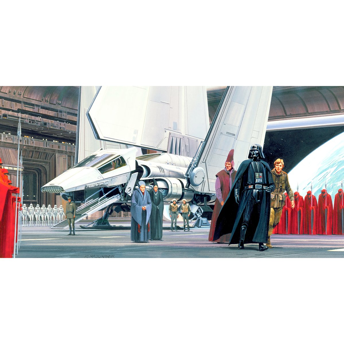 Papier peint Komar - Star Wars Classic RMQ Death Star Shuttle Dock - 500 x 250 cm gris, HEXOA