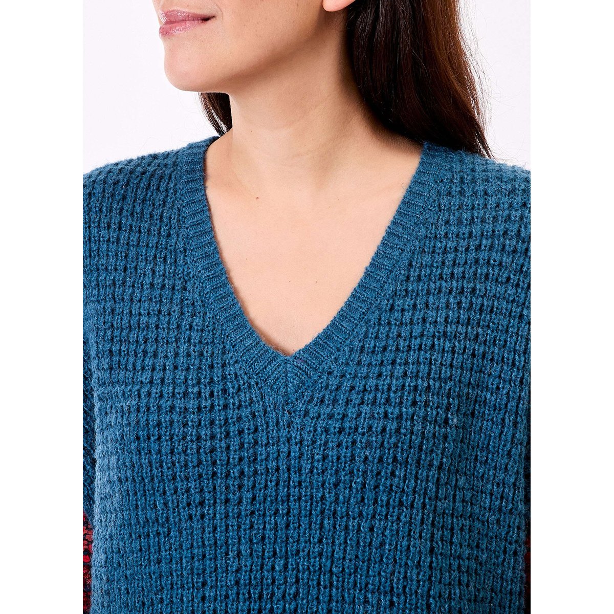 Pull sans manches maille fantaisie PASCALE bleu, PRINCESSE NOMADE