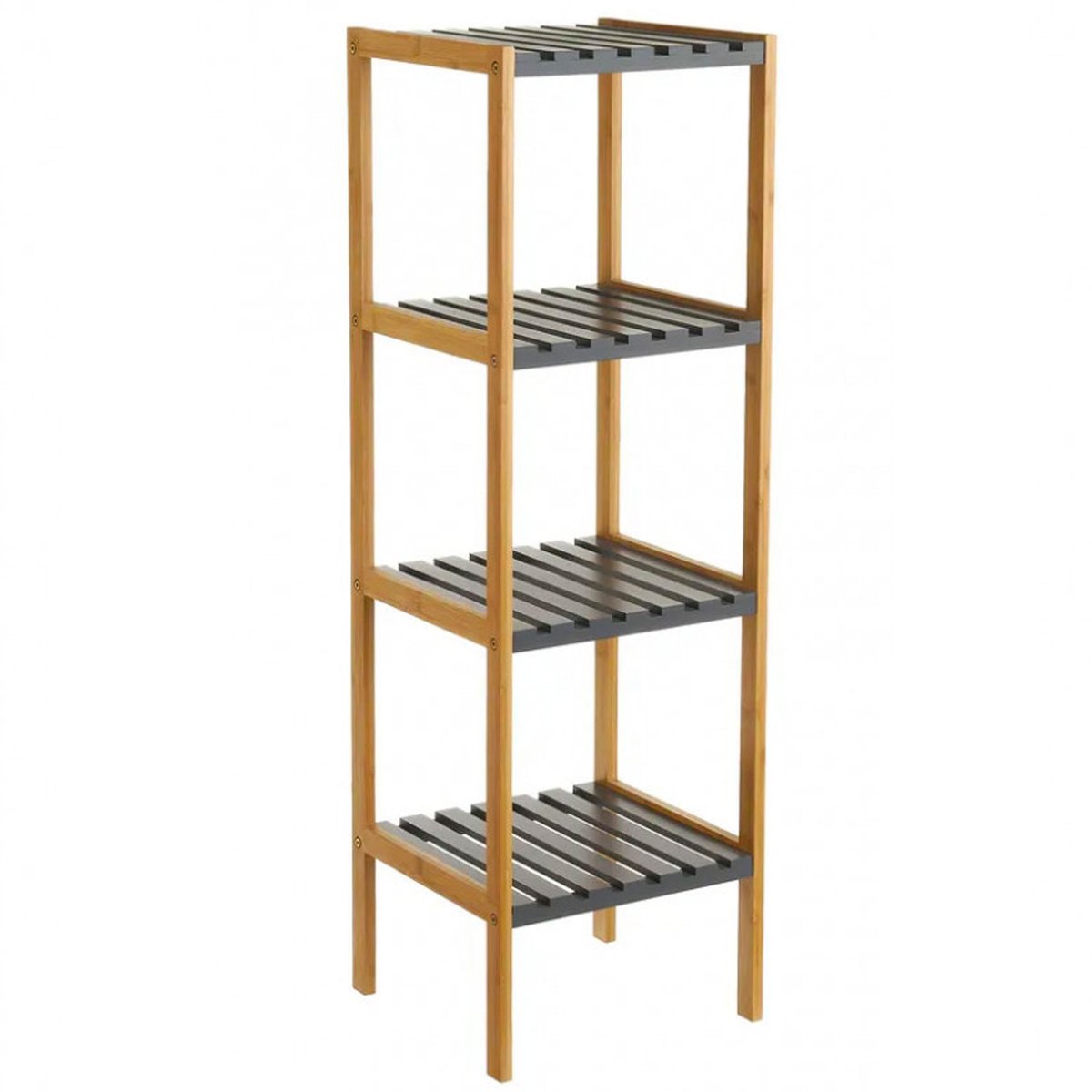 Étagère salle de bain bambou gris 4 étages - 34x33x110cm gris, WADIGA