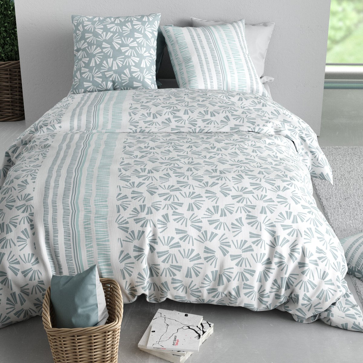 Parure housse de couette en coton imprimée, Rossi multicolore, ATELIER DU COTON