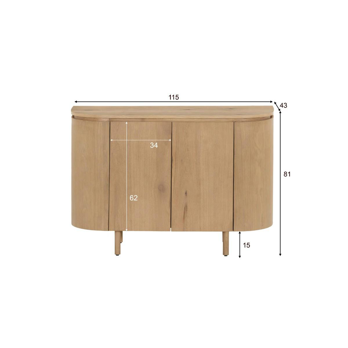 Buffet 2 portes en chêne, design moderne LOREN bois clair, PIER IMPORT