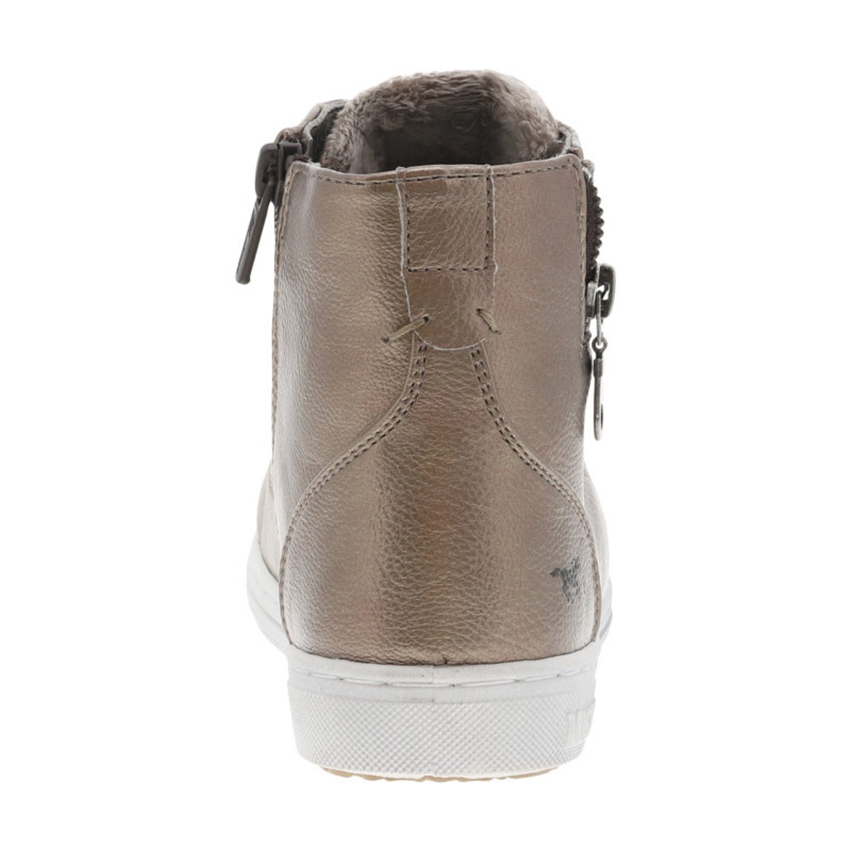 Baskets noires montantes à talon plat avec des lacets ronds blancs or, MUSTANG