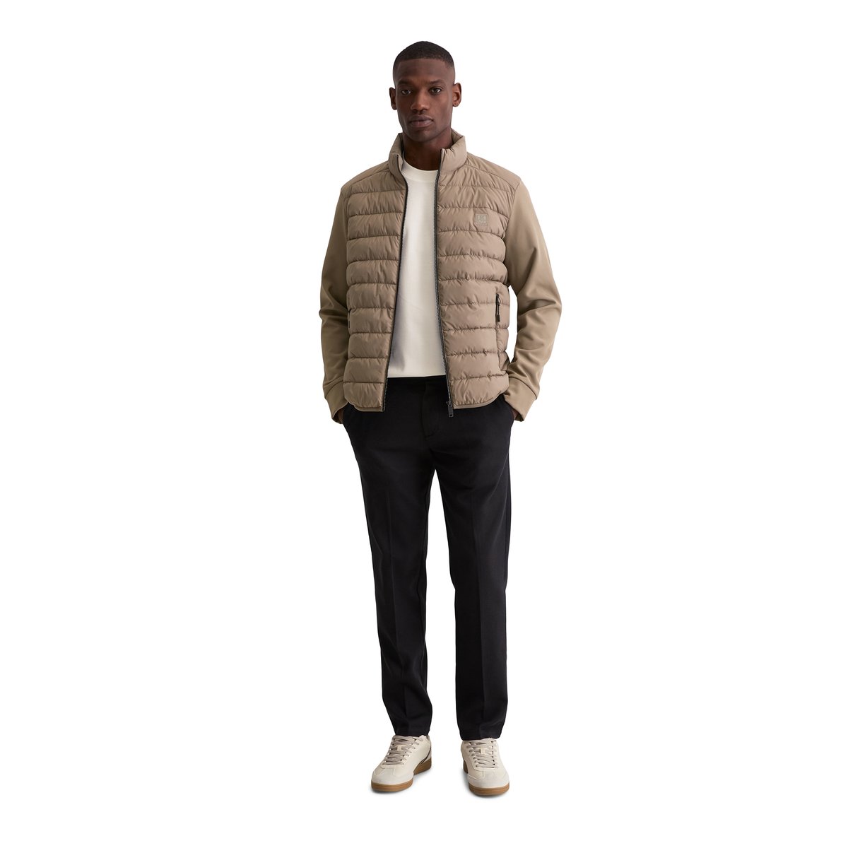 Veste matelassée regular avec manches scuba souples marron, MARC O'POLO