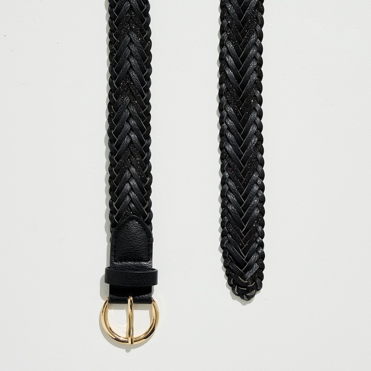 Ceinture tressée brillante noir, GRAIN DE MALICE